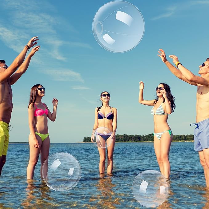 Hungdao 50 Pieces Inflatable Clear Beach Ball Bulk 16 Inch Transparent Swimming Pool Bubble Ball for Ocean Under The Sea Hawaii Summer Luau Party DIY Favors