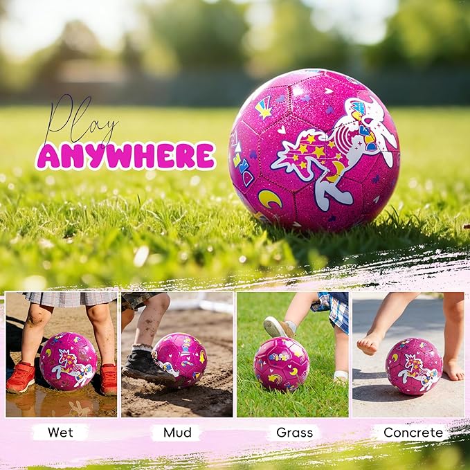 Richball Unicorn Soccer Ball, Toddler Soccer Ball Size 2/3, Outdoor Activity Toy for Kids Age 1-3 3-6, Christmas Birthday Gifts for Boys Girls Purple