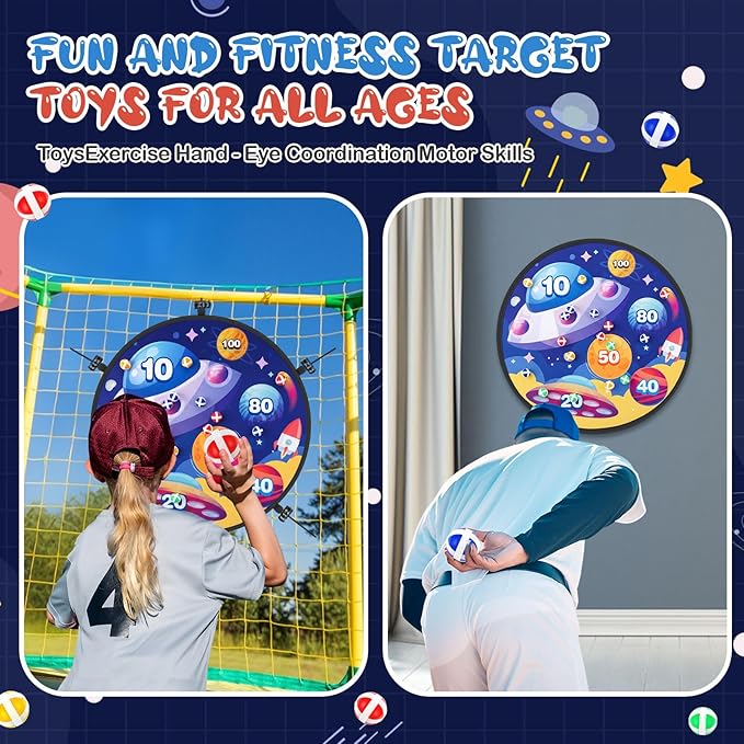 29" Trampoline Dart Board Game Accessories, Trampoline Toss Game Dartboard with 20 Sticky Balls, Indoor & Outdoor, Sport Fun Party Play Toys for Birthday Gifts