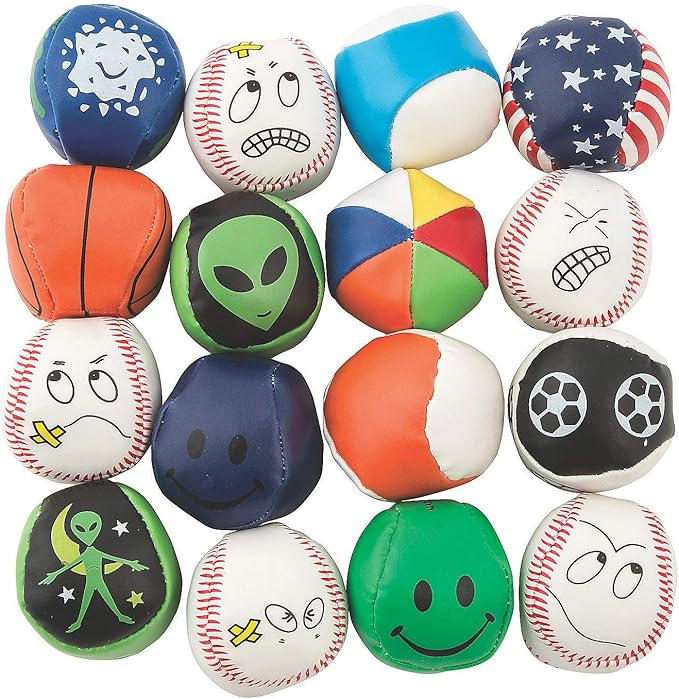 Fun Express Hacky Sack Kick Balls - Bulk Assortment of 100 mini Balls - Perfect for Indoor or Outdoor Play - Hacky Sack Party Favors