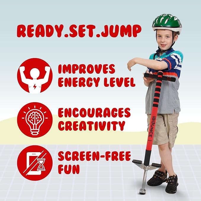 New Bounce Pogo Stick for Kids - Pogo Sticks, 40 to 80 Lbs - Sport Edition, Quality, Easy Grip, PogoStick for Hours of Wholesome Fun