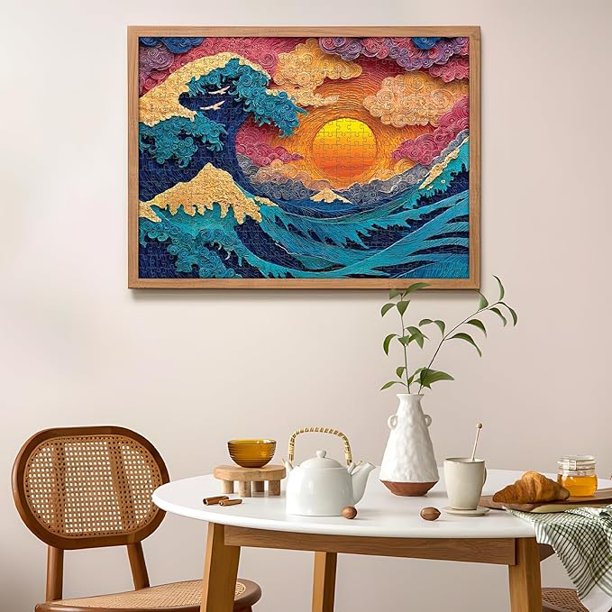 500 Piece Puzzles for Adults, Great Wave Jigsaw Puzzle, Unique Artwork, Recycled Cardboard Puzzle 500 Pieces Gift for Birthday, Home Decor, Fun for Family Entertainment Puzzle for Adults, 20.5 x15 in