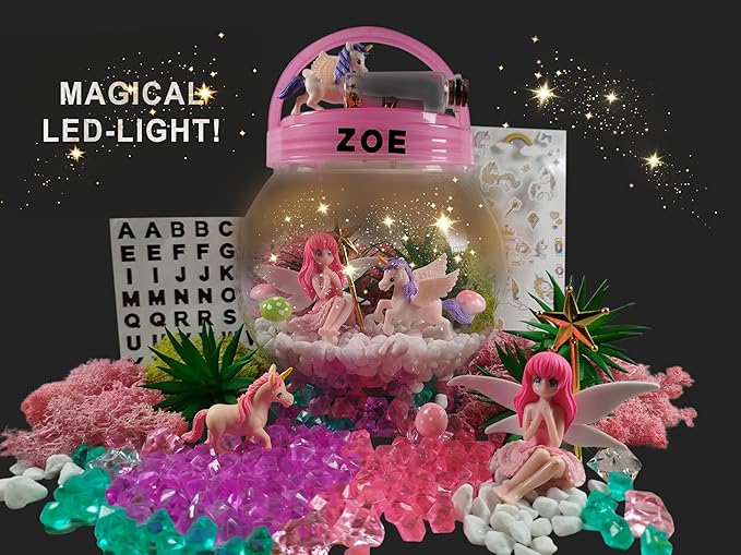 Fairy & Unicorn Nightlight Arts and Crafts for Girls Age 4 5 6 7 8 Years Old, DIY Kids Crafts Terrarium Kit, Best Birthday Presents & Easter Gifts for Girls