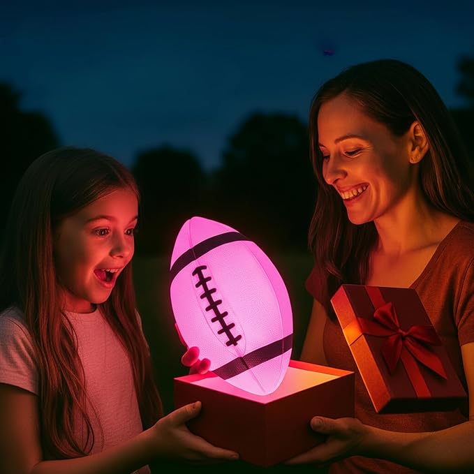 TOMLEON Glow in The Dark Football | Ultra-Bright Double LED Light-Up Football Size 6 with 3 Extra Batteries and Pump for Kids & Teens Ages 6+ | Outdoor Fun for Evening Play, Camping & Beach Games
