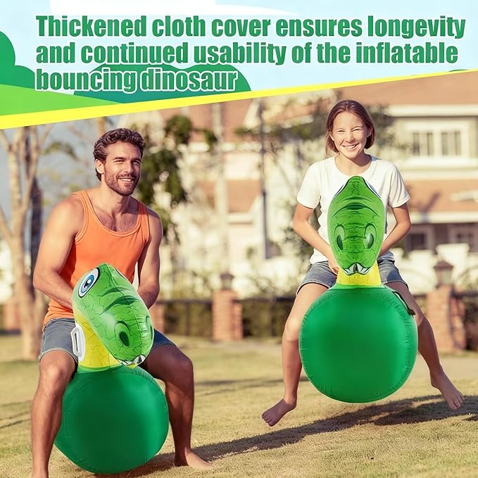 Hiboom 2 Pcs Giant Inflatable Hopping Toys 51 Inch Bouncer Animal Toys Ride on Animal Bouncy on Hopping Hopper Toy for Birthday Party Gifts Supplies(Dinosaur)