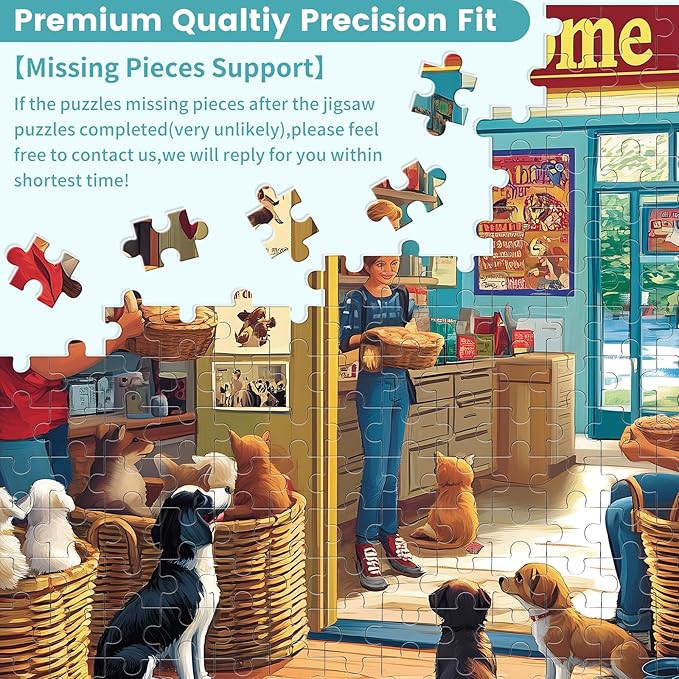 500 Pieces Animal Puzzles for Adults, Indoor Pet Shop Puzzle for Adults, Dog Puzzle 500 Pieces, Gift for Birthday, Home Decor, Fun for Entertainment(20.5 * 15 in)