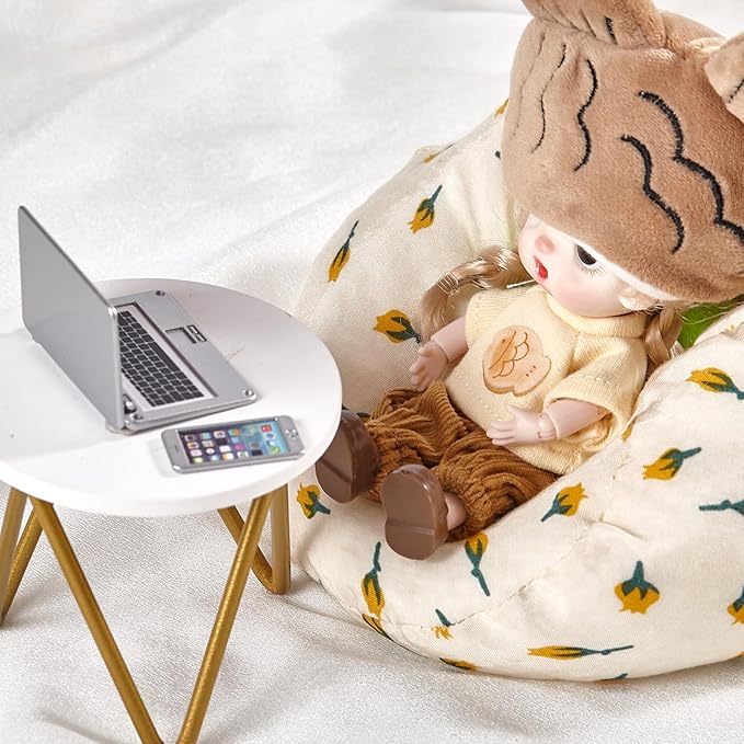 1:12 1:6 Scale Dollhouse Decor Accessories Laptop, Miniature Laptop Tablet Smart Phone Stuff Doll House Mini Play Set Accessories (Silver)