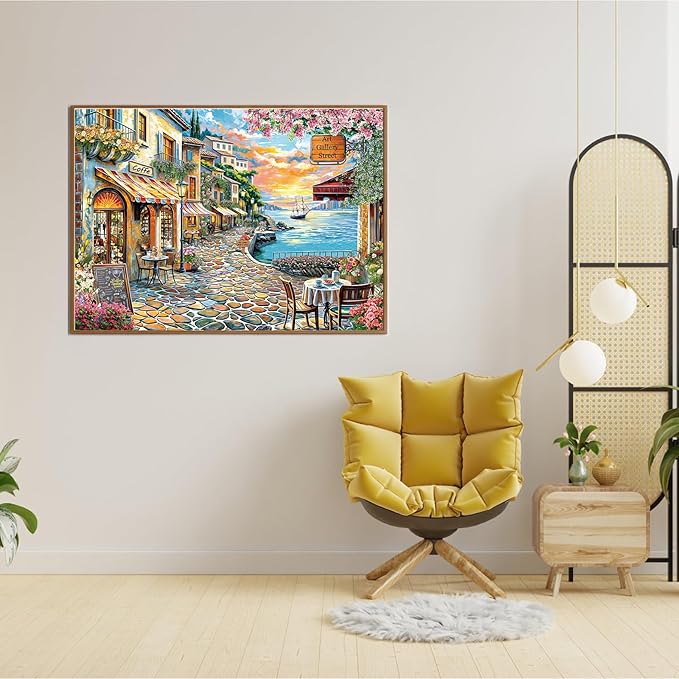 1000 Piece Puzzle for Adults, Jigsaw Puzzle 1000 Pieces for Adults, Challenging Family Games Holiday Party Gifts -1:1 Poster Interlock Perfectly Letter on Back-Coastal Town