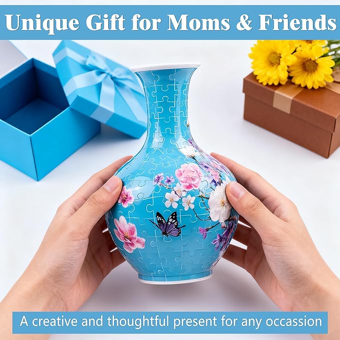 3D Puzzle Vase for Adults, 164 Piece Unique Flower Vase, Crafts for Adults, Home Decor Gift for Flower Arrangements