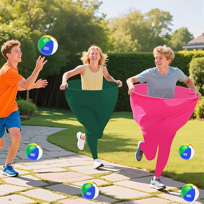Granny Pants Yard Game,2pcs Granny Pants Outdoor Game for Adults and Family with 8 Bouncy Balls & 1 Air Pump (Random Colors),Granny Pants Game for BBQ, Beach & Backyard Parties