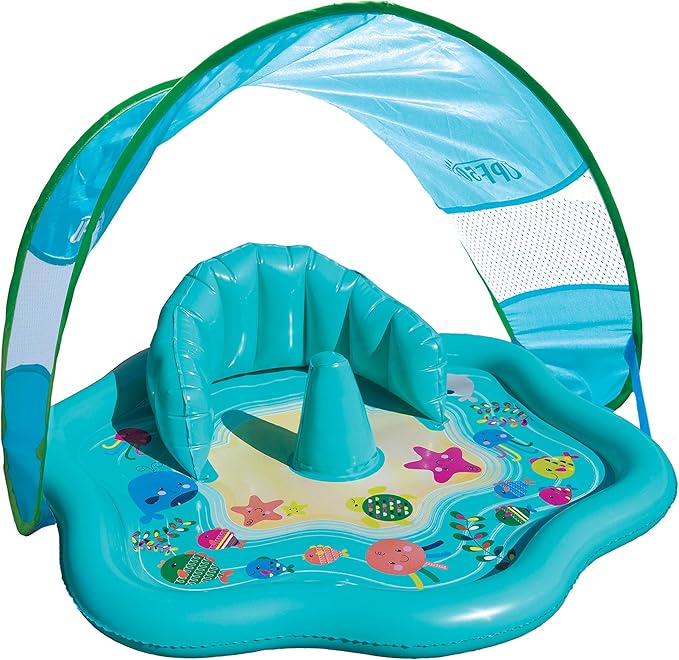 SwimSchool Infant Baby Pool Floats, Free Swimming, Super Buoyant – Ages 6-24 Months – Multiple Colors/Styles – Adjustable Canopies and Seats, Splash & Play Baby Floaties