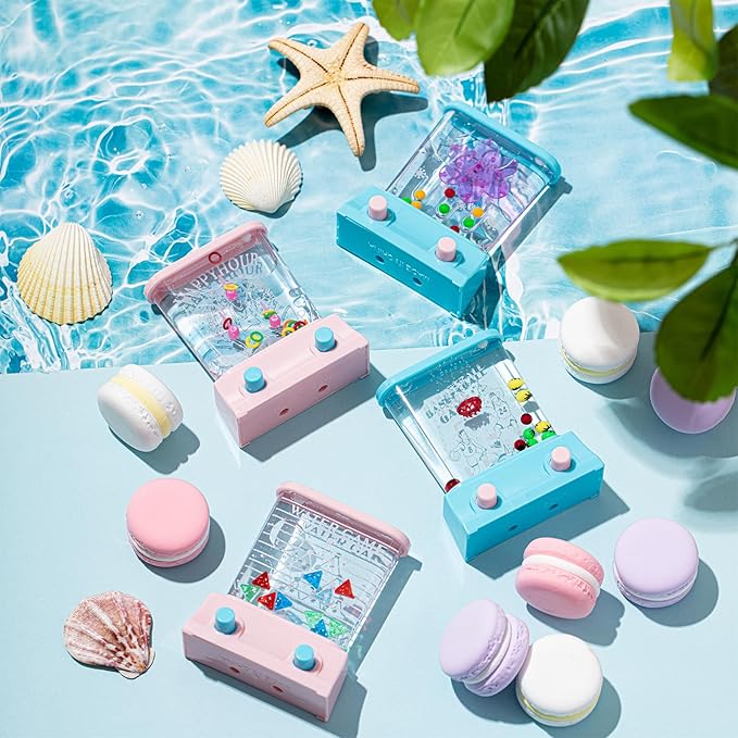 Gejoy 4 Pieces Water Games Handheld Easter Basket Stuffers for Kid Water Ring Toss Handheld Game Mini Retro Pastime Car Toys Fidget Autism Toys for Easter Children Boys Girls Birthday(Elegant Style)