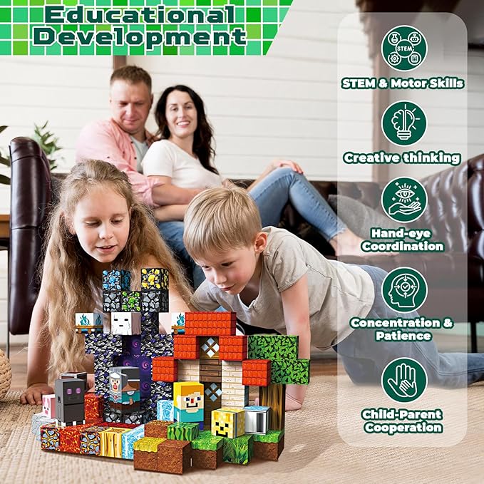 100 PCS 0.8in Magnetic Blocks - Easter Toys for Kids, Magnetic Building Blocks Cubes, Stacking Magnets, School STEM Toys Birthday Gifts for Boys and Girls Age 3+ Years Old (Theme: Portal)