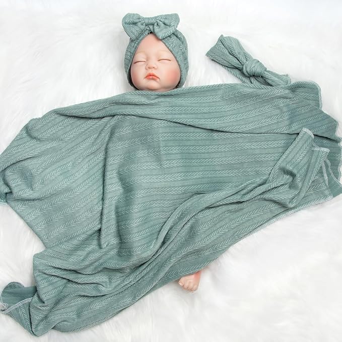 Reborn Baby Dolls Clothes Swaddle Blanket Set High Flexibility Blanket Fit 17-22 Inches Reborn Dolls Girl Fake Baby Clothes Accessories 4 Pieces of Pack