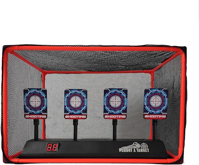 Electronic Auto Reset Digital Shooting Target with net for Toy Gun Gifts for Kids Boys Girls Age 3+