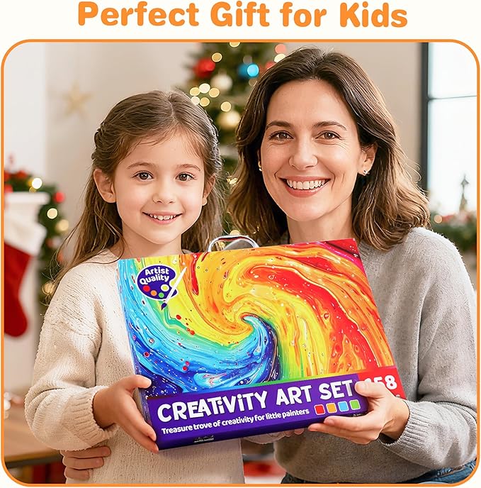 158 Pcs Art Supplies for Kids Ages 4-8, 6-8, Deluxe Art Kit Crafts Drawing Painting Set with Colored Pencils, Crayons, Markers - Christmas Birthday Gift for 3 4 5 6 7 8 Year old Girls Boys