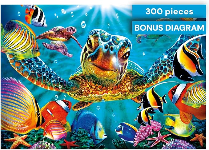Buffalo Games - Tiny Bubbles - 300 Piece Puzzle for Adults - Oversized, Easy-to-Hold Pieces - Steve Sundram Ocean Scene - Premium Giftable Jigsaw