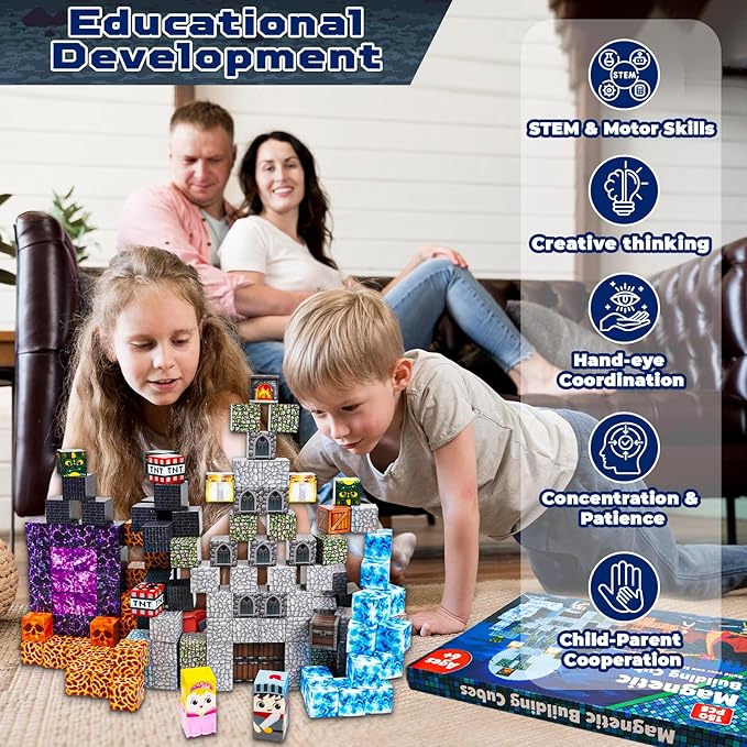 Magnetic Blocks - 150 PCS Build Dark Castle - Magnetic Toys for Montessori Toddler Easter Christmas Birthday Gifts - STEM Sensory Toys for 3 4 5 6 7 8 9 10 Year Old Boys & Girls