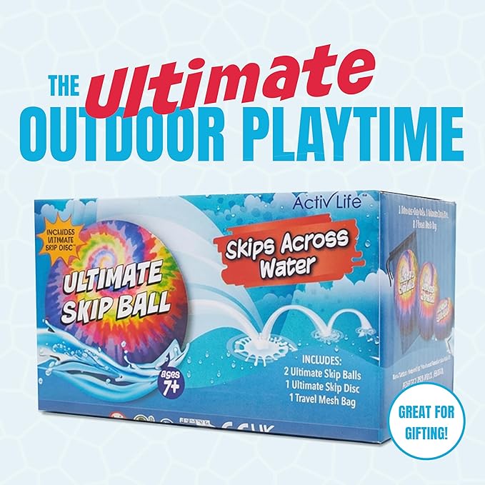 Activ Life The Ultimate Water Skip Balls, Water Bouncing Ball for Swimming Pool, Beach Toys for Friends, Family, Kids and Adults