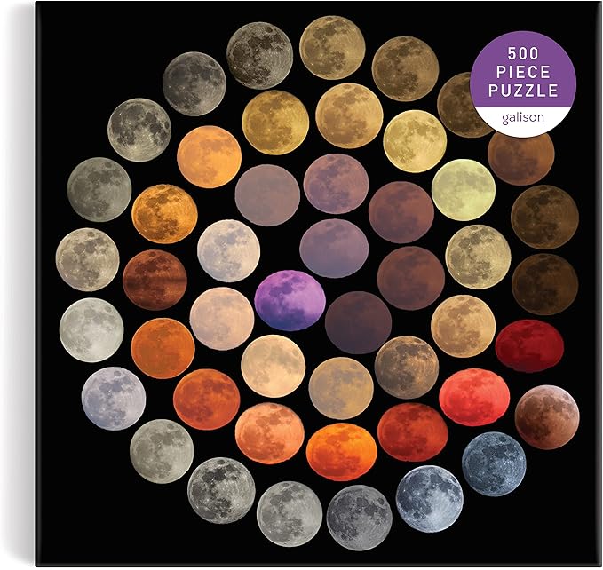 Galison Colors of The Moon 500 Piece Puzzle from Galison - 20" x 20" Puzzle, Photographic Imagery of The of The Moon, Thick & Sturdy Pieces, Fun and Challenging Activity for Adults