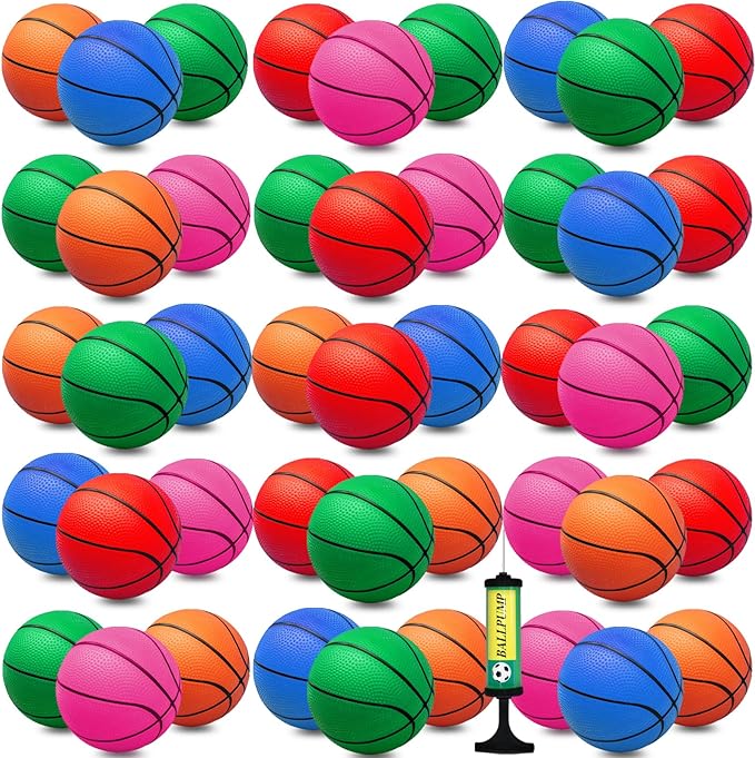 30Pcs 7" Mini Basketball Balls Bulk PVC Small Basketballs for Over The Door Basketball Hoop Games Party Favors Indoor Outdoor Play Adults Kids Pool Beach Colorful