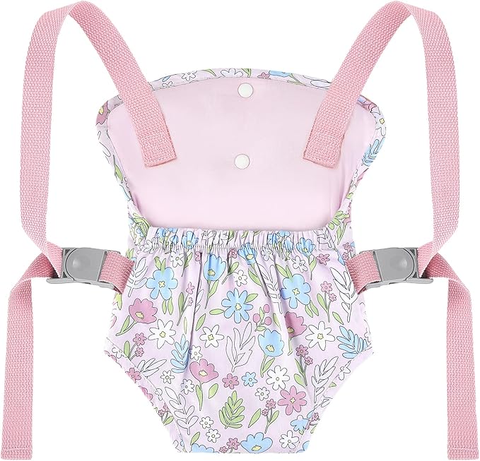 GAGAKU Baby Doll Carrier for Toddlers, Doll Carrier for Little Girls, Toy Baby Dolls Sling for Kids, Reborn Baby Doll Accessories, Colorful Flowers