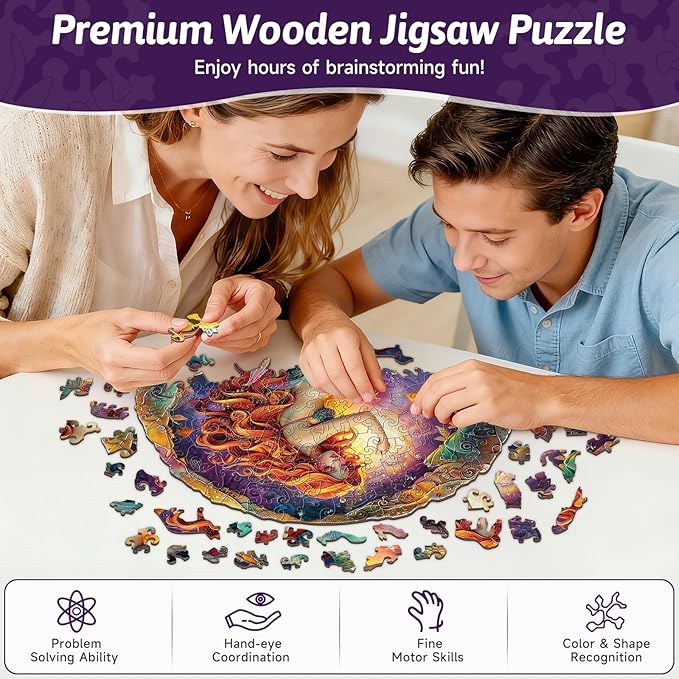 246 Piece Enchanted Mermaid Round Wooden Jigsaw Puzzle for Adults - 12.7 x12.4’’ Vibrant Ocean Fantasy Puzzle, Relaxing Family Activity, Unique Gift for Mermaids & Mythology Lover (Mermaid)