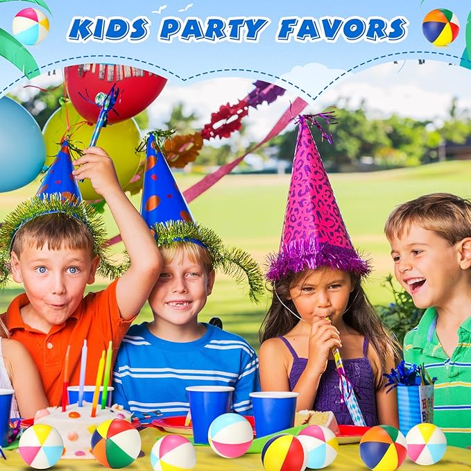 Jerify 24 Pcs Mini Beach Stress Balls 2.5 Inch Foam PU Relief Stress Ball Mini Rainbow Blow Up Beach Balls Toys for Girls Boys Birthday Beach Hawaiian Party Favors Summer Pool Games (Mix Color)