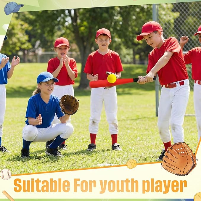 Wettarn 4 Pcs 16.5" Foam Baseball Bat with Balls Kids Soft Mini Foam Baseballs T Ball Bat Gift Set for Outdoor Indoor Sport Game Beginners Practice Playing Training (Red, Blue, Orange)