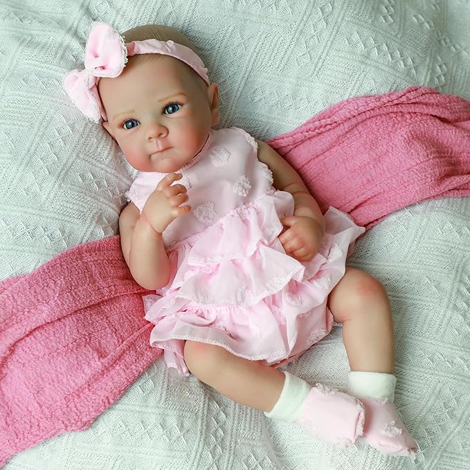 KSBD Reborn Baby Dolls - 20 Inch Realistic Baby Doll Real Life Baby Dolls Lifelike Newborn Baby Doll Girl with Soft Full Vinyl Body and Accessories can Swimming Baby Dolls for 3+ Years Old Kids Gifts