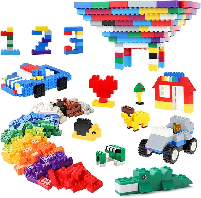 burgkidz Building Bricks 568 Pieces Toys, Classic Building Blocks Includes Wheels, Door, Window, Compatible Bulk Block with Storage Box and Baseplate, STEM Educational Gift for Kids 3+ Year