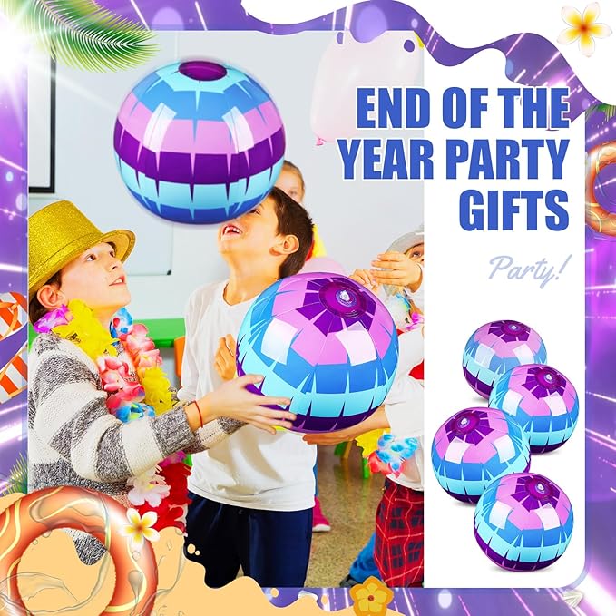 4 Pack Video Game Themed Beach Ball for Kids 11.8" Bulk for Summer Pool and Beach Game Gifts Pinata Gaming Birthday Party Supplies and End of The Year Class Party Decorations Favor