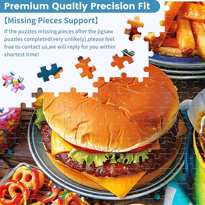 500 Piece Puzzle for Adults, Hamburger Jigsaw Puzzles, Youths Favorite Foods Puzzles 500 Pieces, Birthday and Barious Holiday Party for Family Adult, Funny Puzzle for Adults, 20.5x15 in