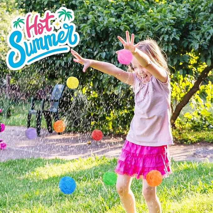 100PCS Reusable Water Balls,Outdoor Water Balloons for Kids,Water Games Toys Sponge Soaker Ball for Boys,Girls,Summer Backyard,Pool Party,Fun Lawn,Beach(7 Colors)