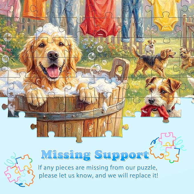 4-Pack 100 Piece Puzzle, Funny Dogs 100 Piece Puzzles for Adults Seniors, Cute Animals Large Piece Jigsaw Puzzles 100 Pieces for Seniors Adults Family Game Gifts (15x10 in)