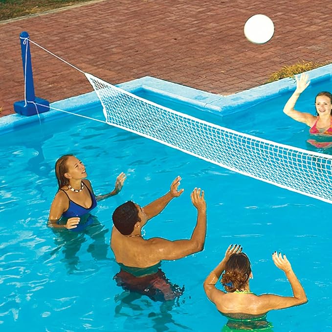 Swimline Cross In Ground Swimming Pool Outdoor Durable Nylon Toy Game Sport Volleyball Net with Ball and Weighted Supports (6 Pack)