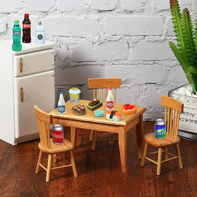 80 Pieces Mini Food Drinks Bottle Toys Pretend Food for Dollhouse Kitchen Accessories Mini Play Resin Food Toys