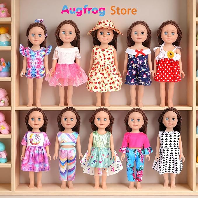 10 Sets of 18 Inch American Doll Clothes, Including 10 of Doll Clothing Dress Outfits for Gift Dolls, Birthday Gifts for Kids