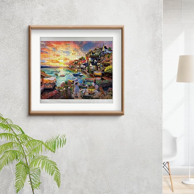Summer Lake Jigsaw Puzzles for Adults 1000 Pieces, Sunset Landscapes Puzzles for Kids Teens Family Puzzle Toys Educational Intellectual Decompressing Challenging Fun Game Size 27" x 20"
