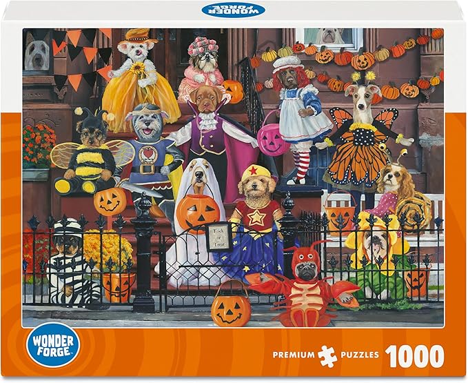 Wonder Forge Pup-kin Trick or Treat 1000 Piece Jigsaw Puzzle for Adults | Unique, Perfectly-Fitting Pieces | Fun, Vibrant Imagery | Amazon Exclusive