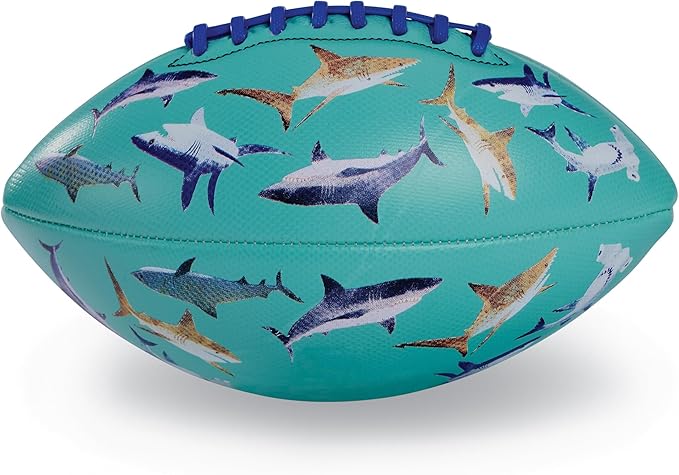 Crocodile Creek Soft Textured Football for Kids Ages 3 and Up - Inflatable Ball for Flag Football Games and Outdoor Sports - Waterproof - Made from Rubber and PVC - Shark - 9-inch Length