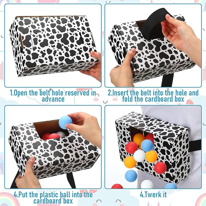 4 Sets Cartoon Story Swing Shaking Balls Game Set Cartoon Story Novelty Twerk Game Includes 40 Balls, Ribbon & Cardboard Boxes Cartoons Party Games for Family Large Group Birthday Party