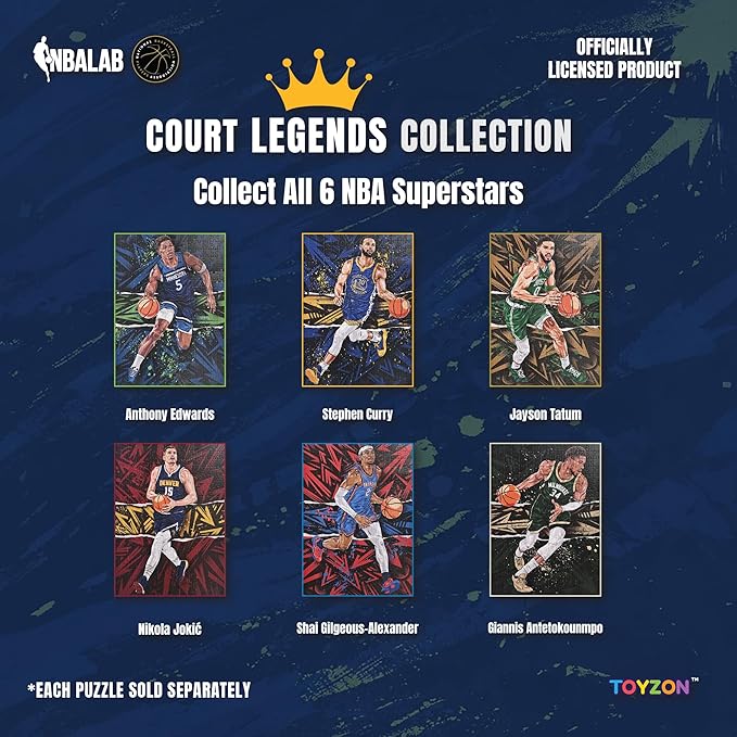 NBA Court Legends 300pc Anthony Edwards Jigsaw Puzzle for Kids & Adults, Premium Basketball Puzzle Game, Family Activity, Collector Gift for NBA Fans, Game Room or Home Display