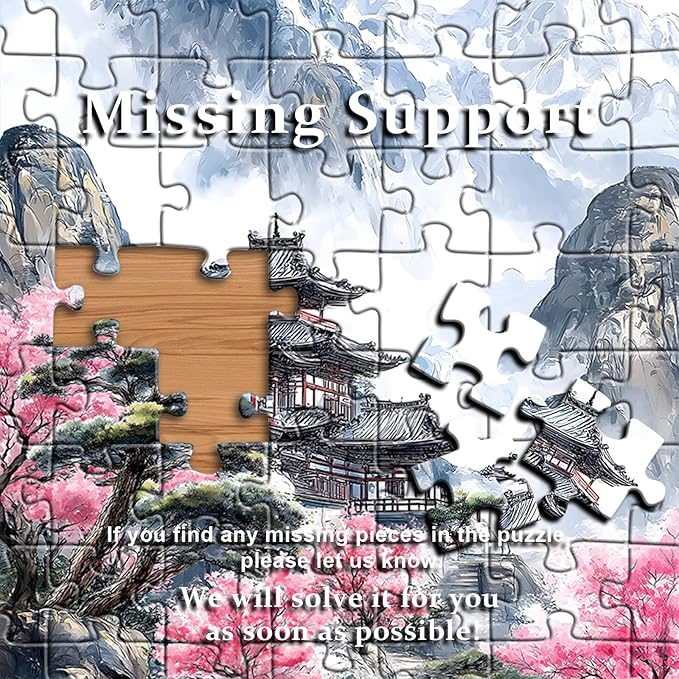 PICKFORU Landscape Puzzles 1000 Piece for Adults, Nature Mountain Scenic Puzzle with Cherry Blossom Tree, Vintage Flower Retro Scenery Unique Art Impossible Jigsaw Puzzle