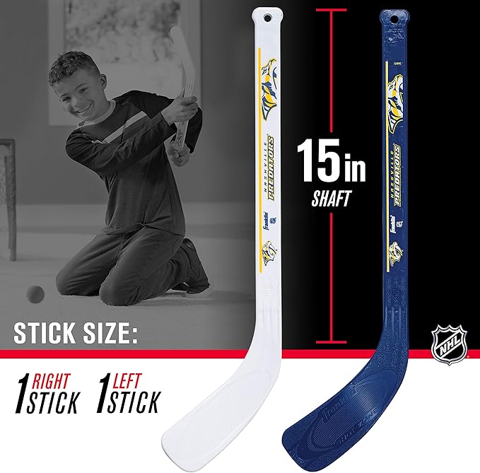 Franklin Sports NHL Mini Hockey Set - Kids Indoor Knee Hockey Goal, Ball, + 2 Stick Combo - Youth Team Indoor Toy Set - Official - Ages 3+