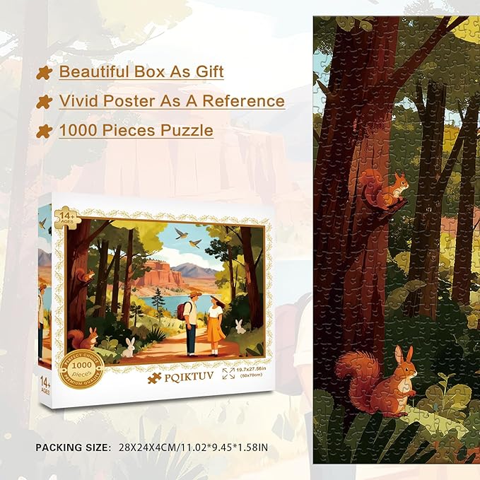 Puzzles for Adults 1000 Pieces Jigsaw Puzzles Impossible Puzzle with Letters on Back Scene Landscape Puzzle for Valentine Friends(27.56x19.7 Inch)