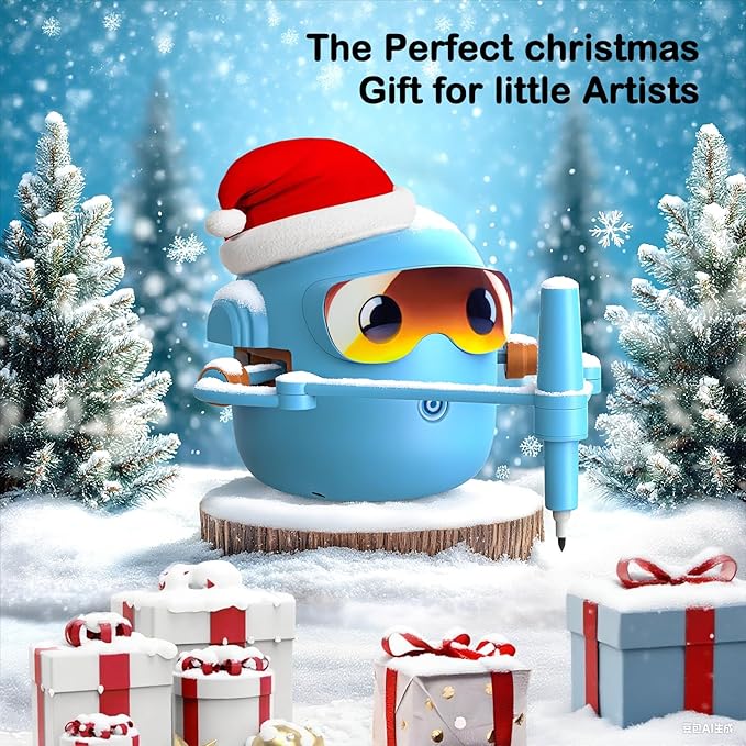 NAUQUOHZ Drawing Robot for Kids with 100 Cards, Montessori Painting Toys with Voice Interaction&16 Color Pens Educational Drawing Machine Toys for 3 4 5 6 7 8 Year Old Boys Girls