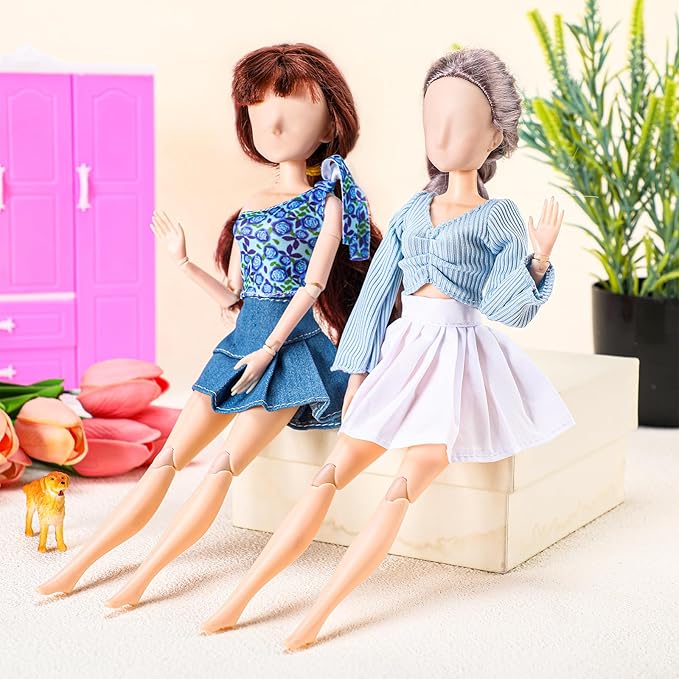 Bencailor 6 Pcs Doll Clothes for 11.8 Inch Doll Clothing Outfit Accessories Winter Coat Tops Swimwear T Shirt Dress Outfit Birthday Gift(Graceful Style,Light Color)