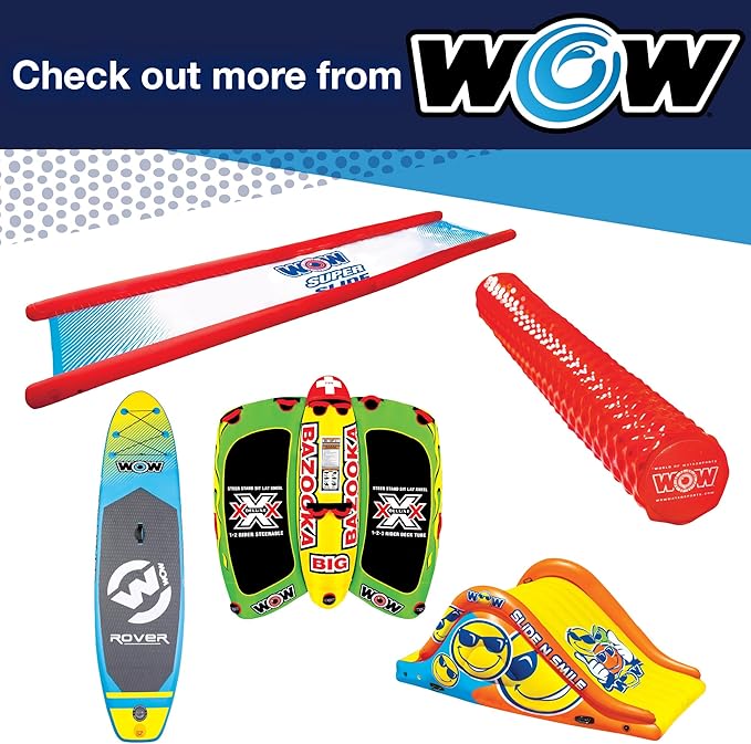 Wow Sports Cascade Inflatable Pool Slide - Blow Up Waterslide - Built-in Water Sprinkler - for Kids & Adults