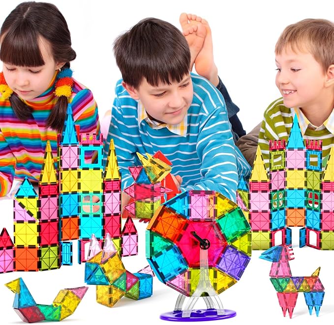 Jasonwell 57PCS Magnetic Tiles Building Blocks Set for Boys Girls Preschool Educational Magnet Construction Kit Stacking STEM Toys Christmas Birthday Gifts for Kids Toddlers 3 4 5 6 7 8 9 + Year Old
